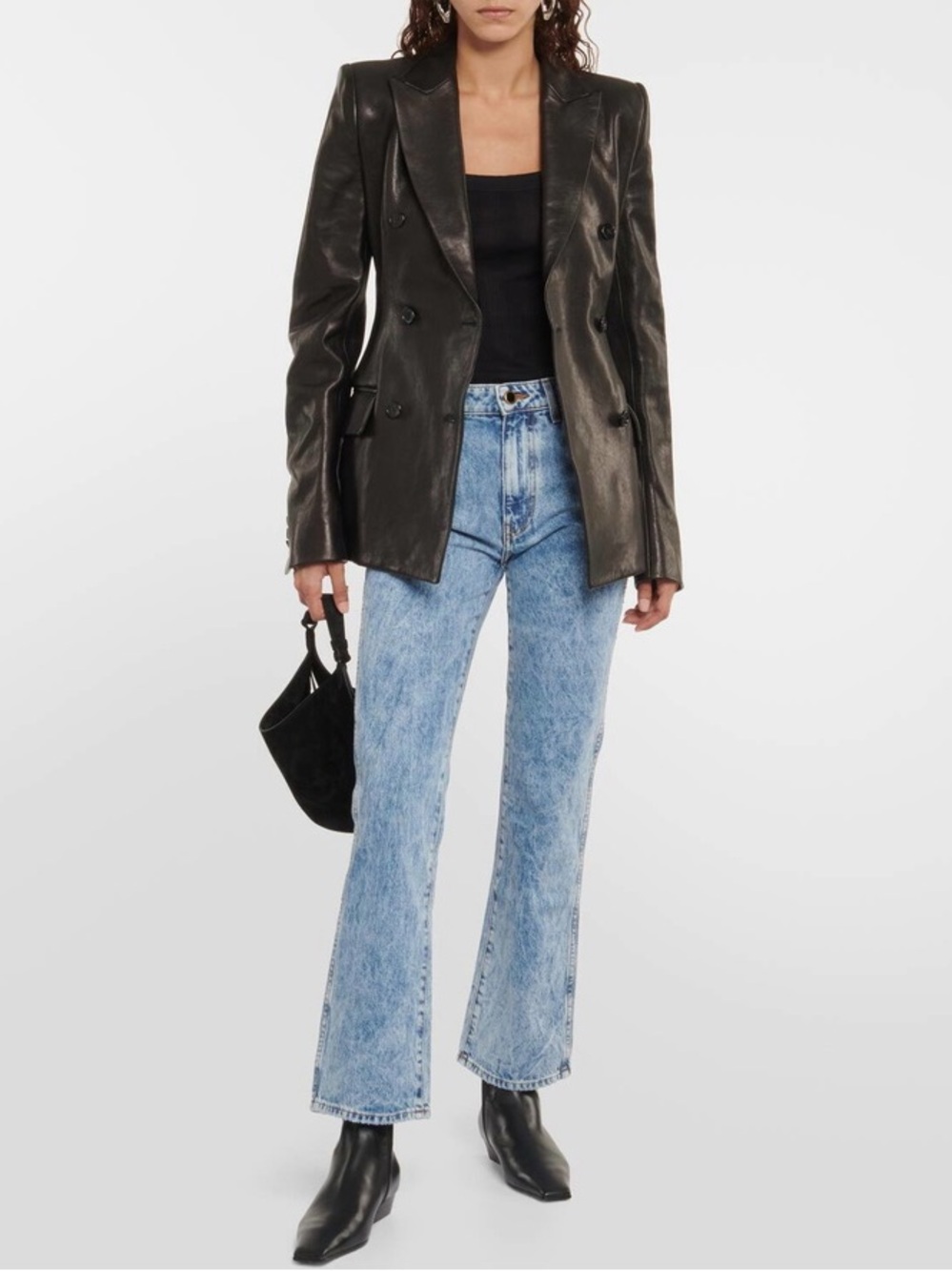 Khaite The Vivian Cropped Boot-Cut Jeans